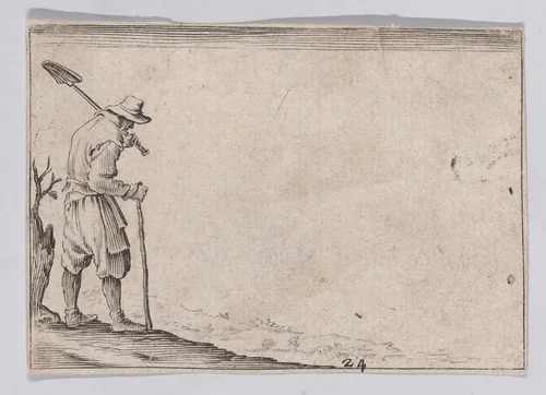 Reverse Copy of Le Paysan Portant sa Pelle sur L'Épaule (The Peasant Carrying his Shovel over his Shoulder), from Les Caprices Series A, The Florence Set by anonymous, print, 1620-1700