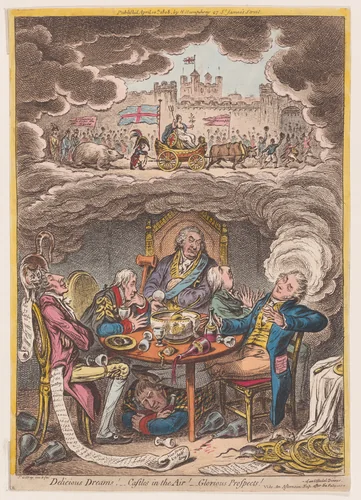 Delicious Dreams! –Castles in the Air! –Glorious Prospects! by James Gillray, print, 1808