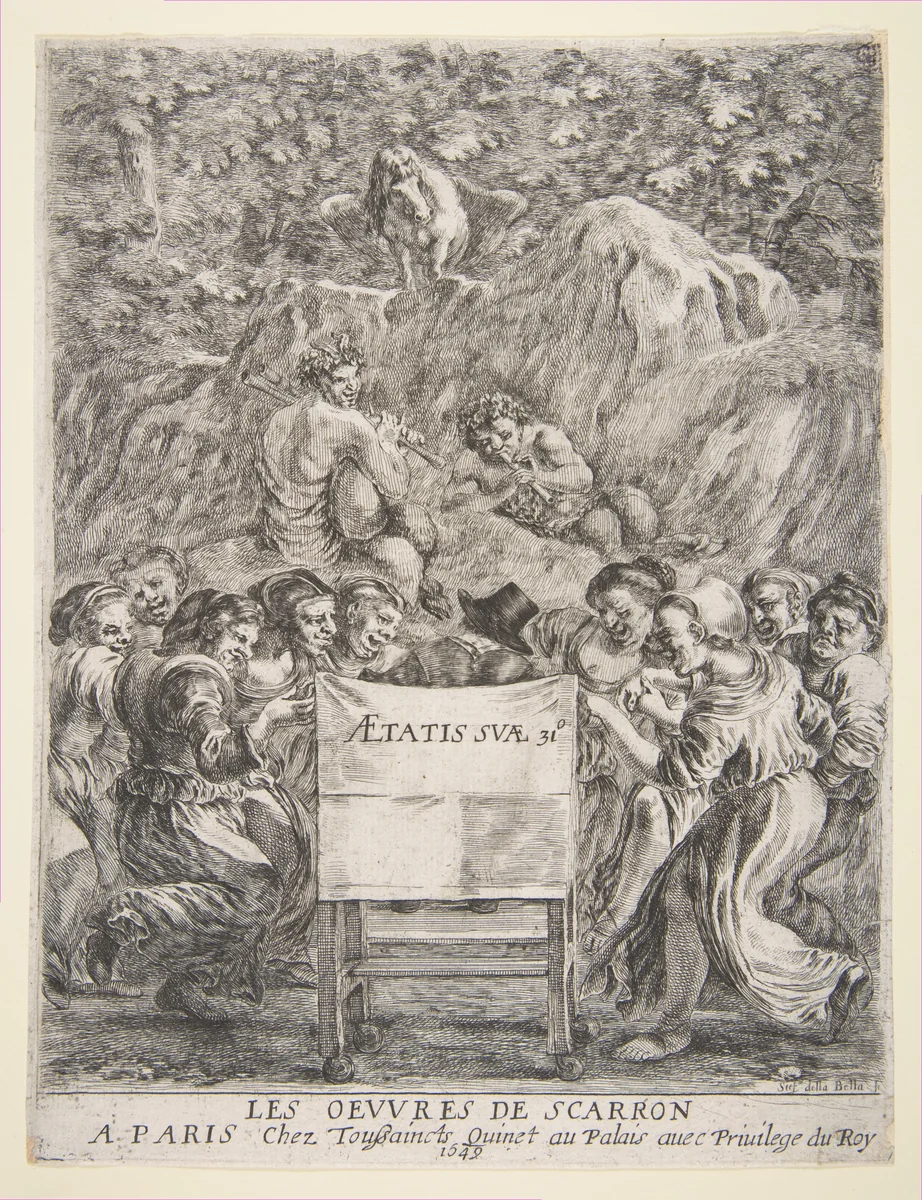 Frontispiece for Les Oeuvres de Scarron by Stefano della Bella, print, 1649