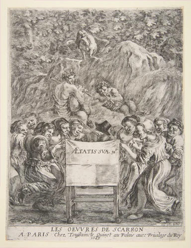 Frontispiece for Les Oeuvres de Scarron by Stefano della Bella, print, 1649