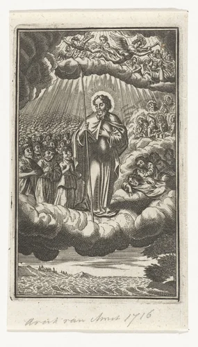 Heilige Thomas in de hemel by anonymous, print, 1671-1716