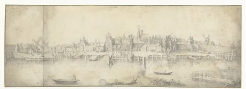 Gezicht op Gouda by Aert van Waes, drawing, 1630-1664