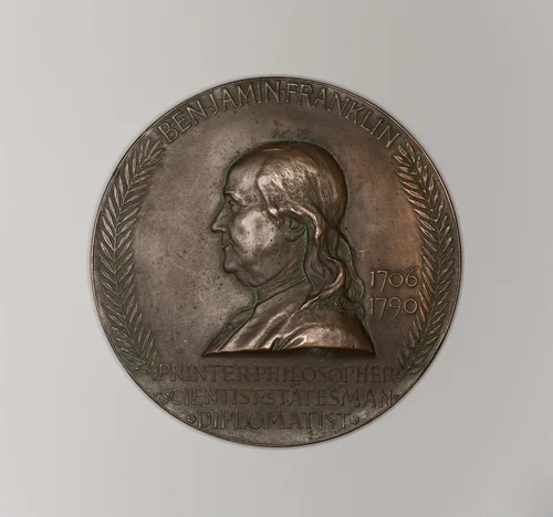 Benjamin Franklin Commemorative Medal by Louis Saint-Gaudens, metalwork, 1906