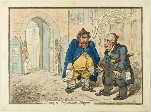 Meeting of Unfortunate Citoyen by James Gillray, print, 1798