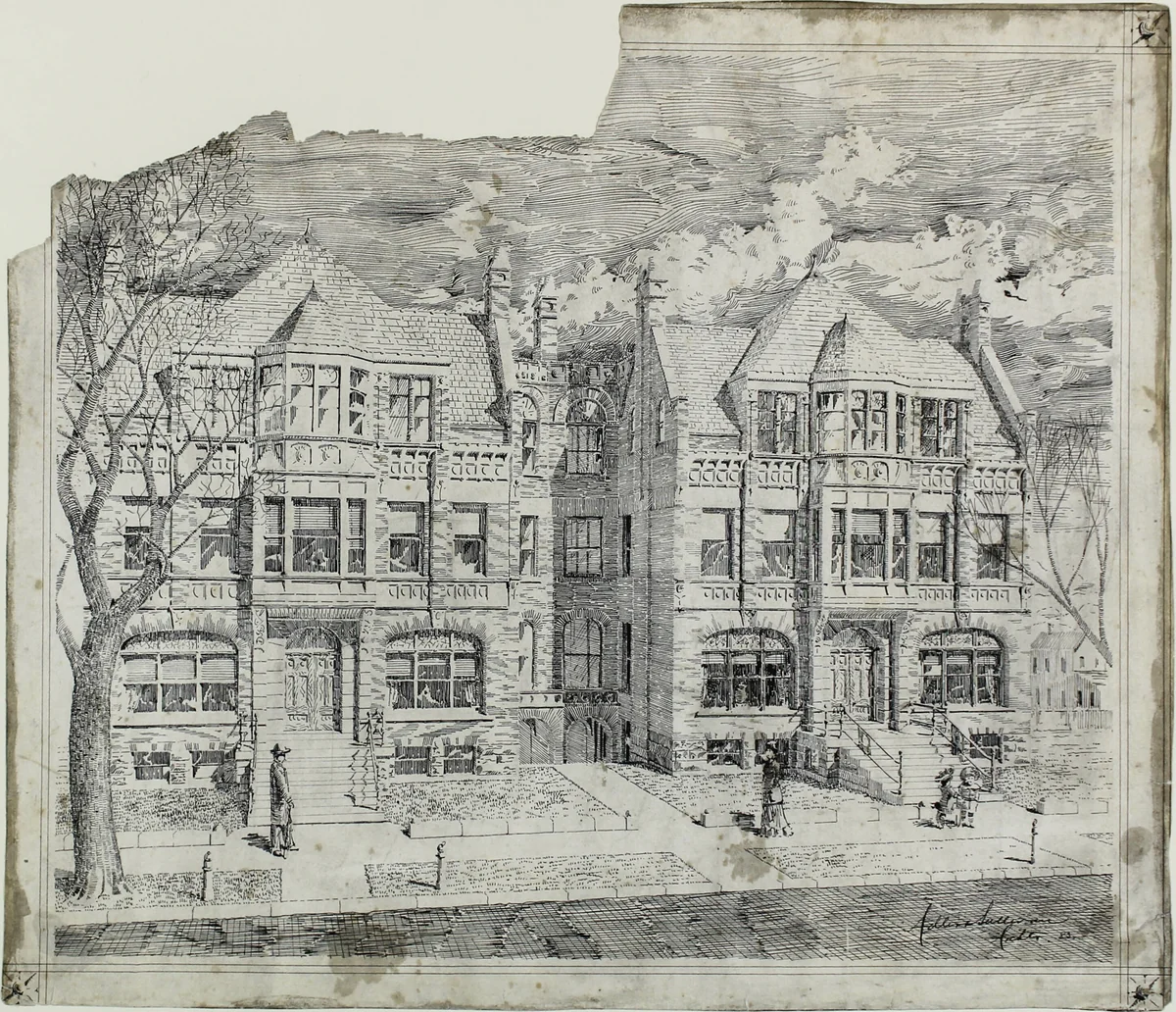 Double House for Mr. Straus, Perspective View by Louis H. Sullivan
Dankmar Adler, drawing, 1883