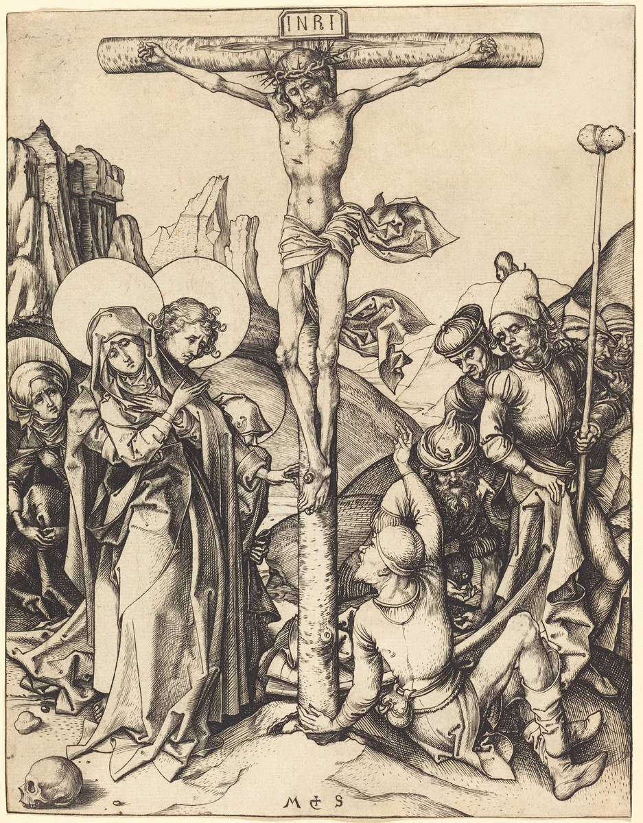 The Crucifixion by Martin Schongauer, print, 1480