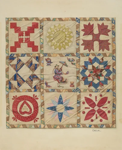 Patchwork Quilt by Charlotte Winter, index of american design, 1937