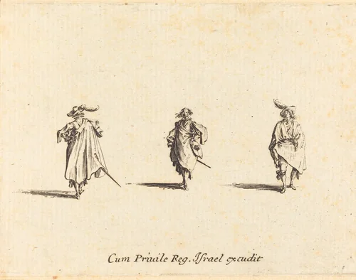 Three Gentlemen by Jacques Callot, print, 1628-1638