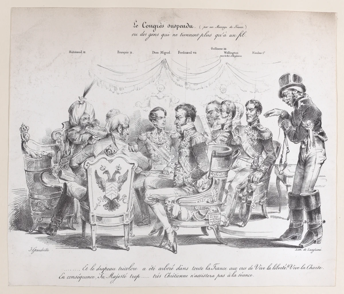 The Suspended Congress by J. J. Grandville, print, 1824-1834