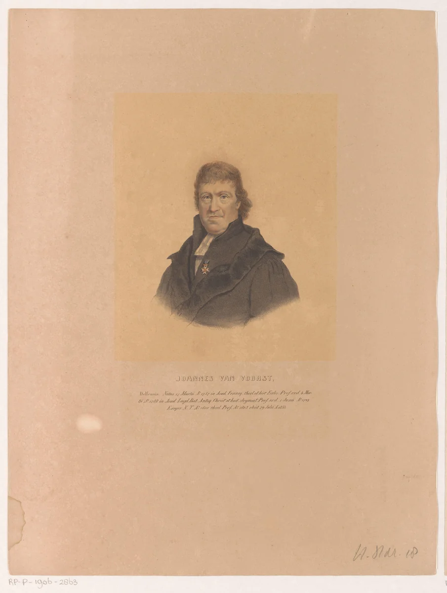 Portret van Johannes van Voorst by Leendert Springer, print, 1850