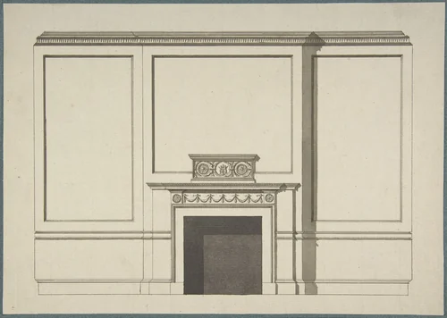 Design for a Chimneypiece in the Garden Hall, Manresa House, Roehampton, Surrey by Sir William Chambers, drawing, 1755-1765