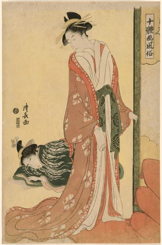 Courtesan Going to Bed, from the series "Ten Types of Beauties in Pictures (Jittai e-fuzoku)" by Torii Kiyonaga (鳥居清長), print, 1789-1799