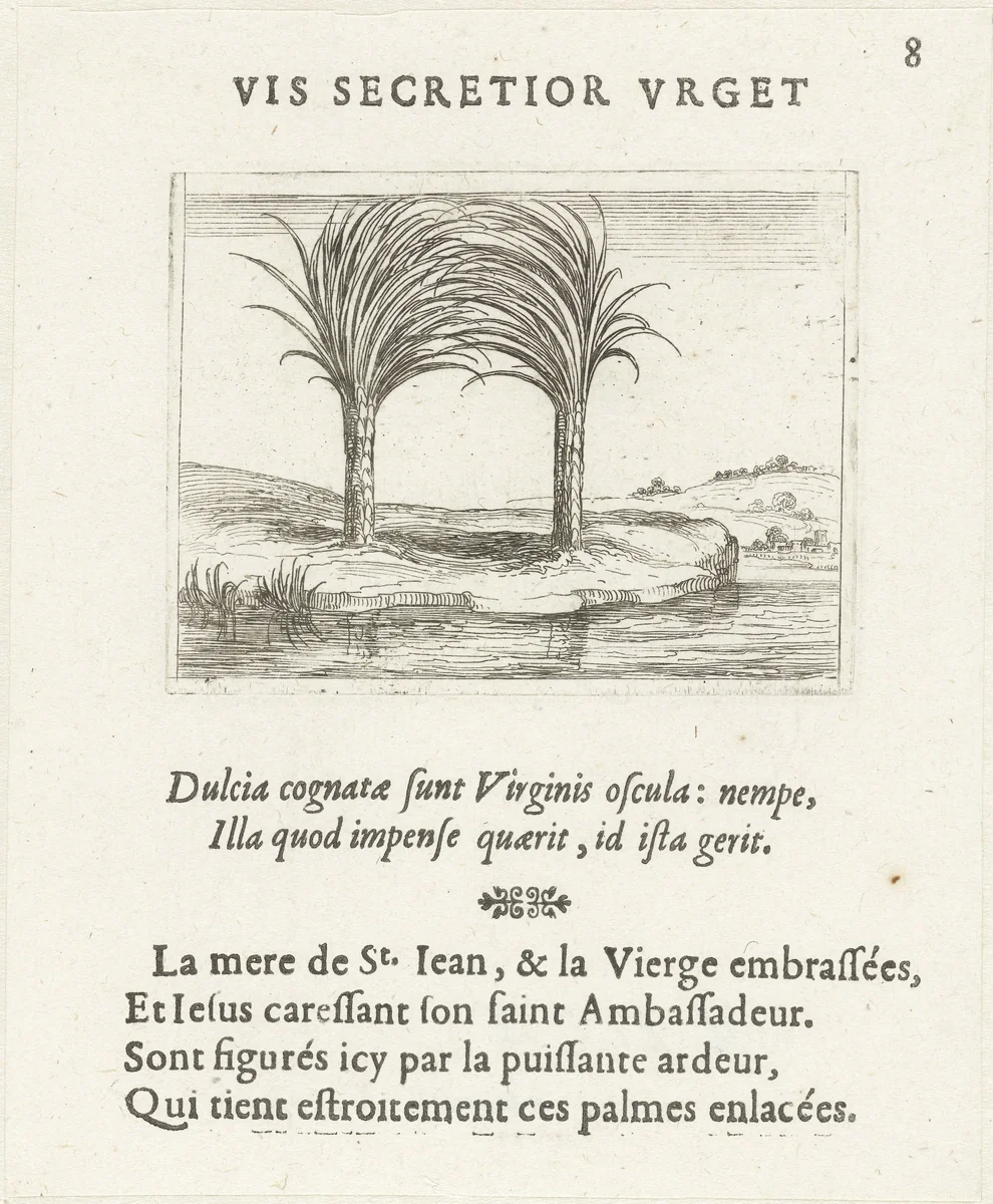 Twee palmbomen by Jacques Callot, print, 1625-1629