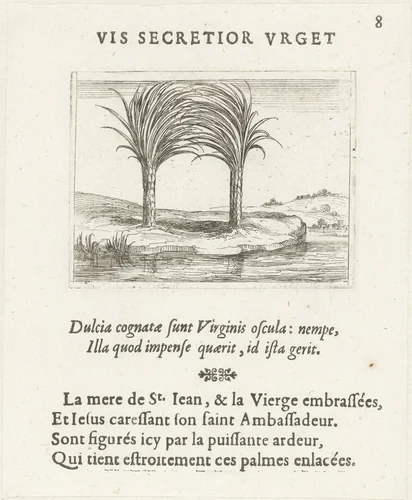 Twee palmbomen by Jacques Callot, print, 1625-1629