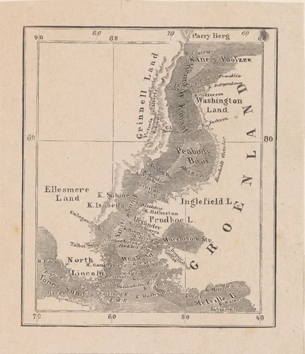 Kaart van de baai tussen Ellesmere-eiland te Canada en Groenland by Isaac Weissenbruch, print, 1836-1912