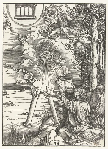 Johannes de Evangelist verslindt het boek by Unknown, print, 1498