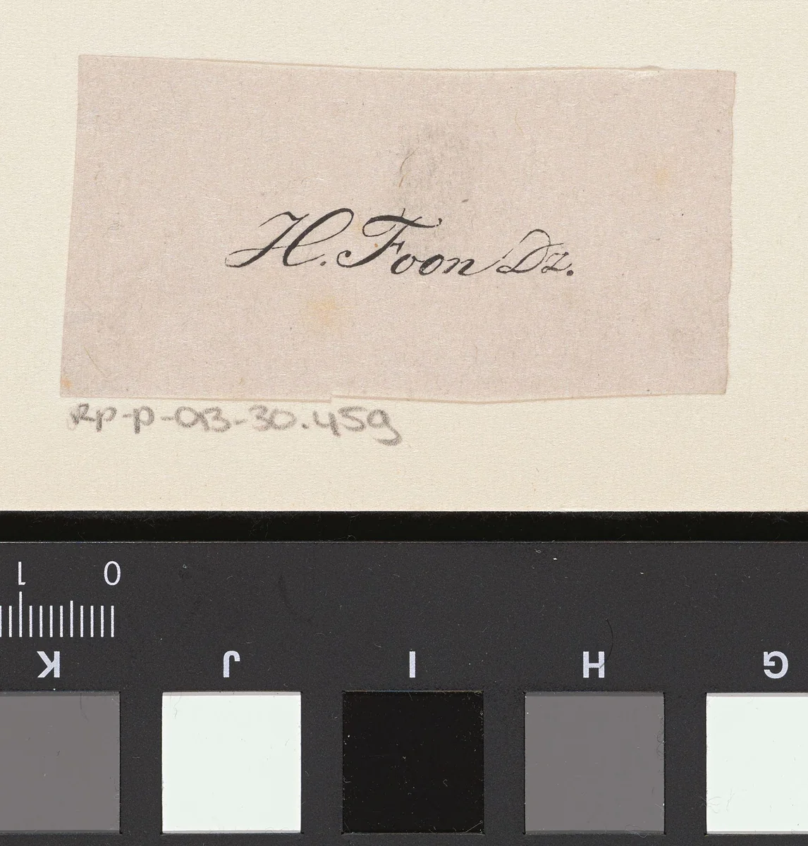 Handtekening van H. Foon by Isaac Weissenbruch, print, 1836-1912