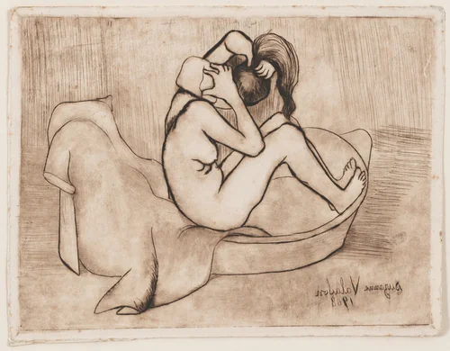 Marie Bathing with a Sponge (Marie au tub s'épongeant) by Suzanne Valadon, print, 1908