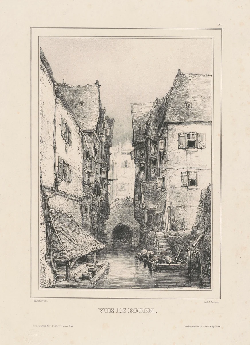 Vue de Rouen by Eugène Isabey, print, 1803-1886