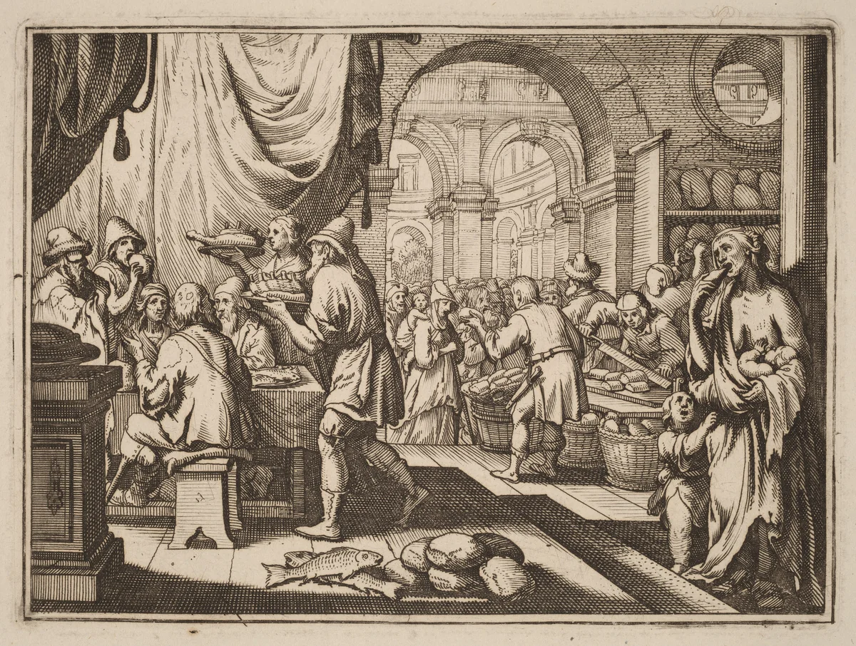 Feeding the Hungry by Conrad Meyer, portfolio, 1618-1689