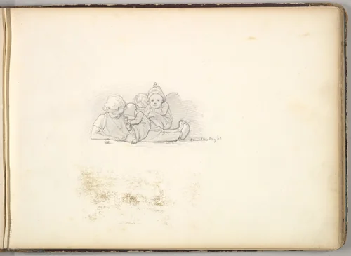 A Group of Seated Children by Frederic Leighton, drawing, 1844-1854