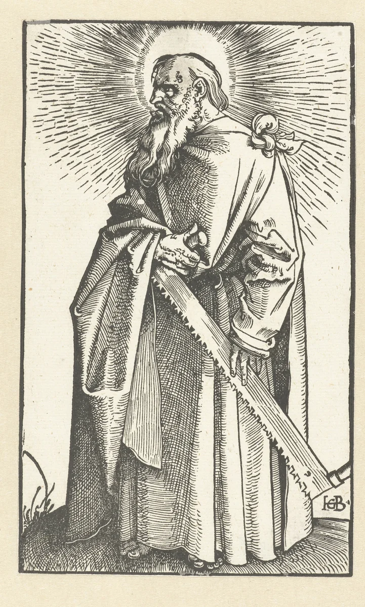 Simon Zelotes met zaag by Unknown, print, 1519