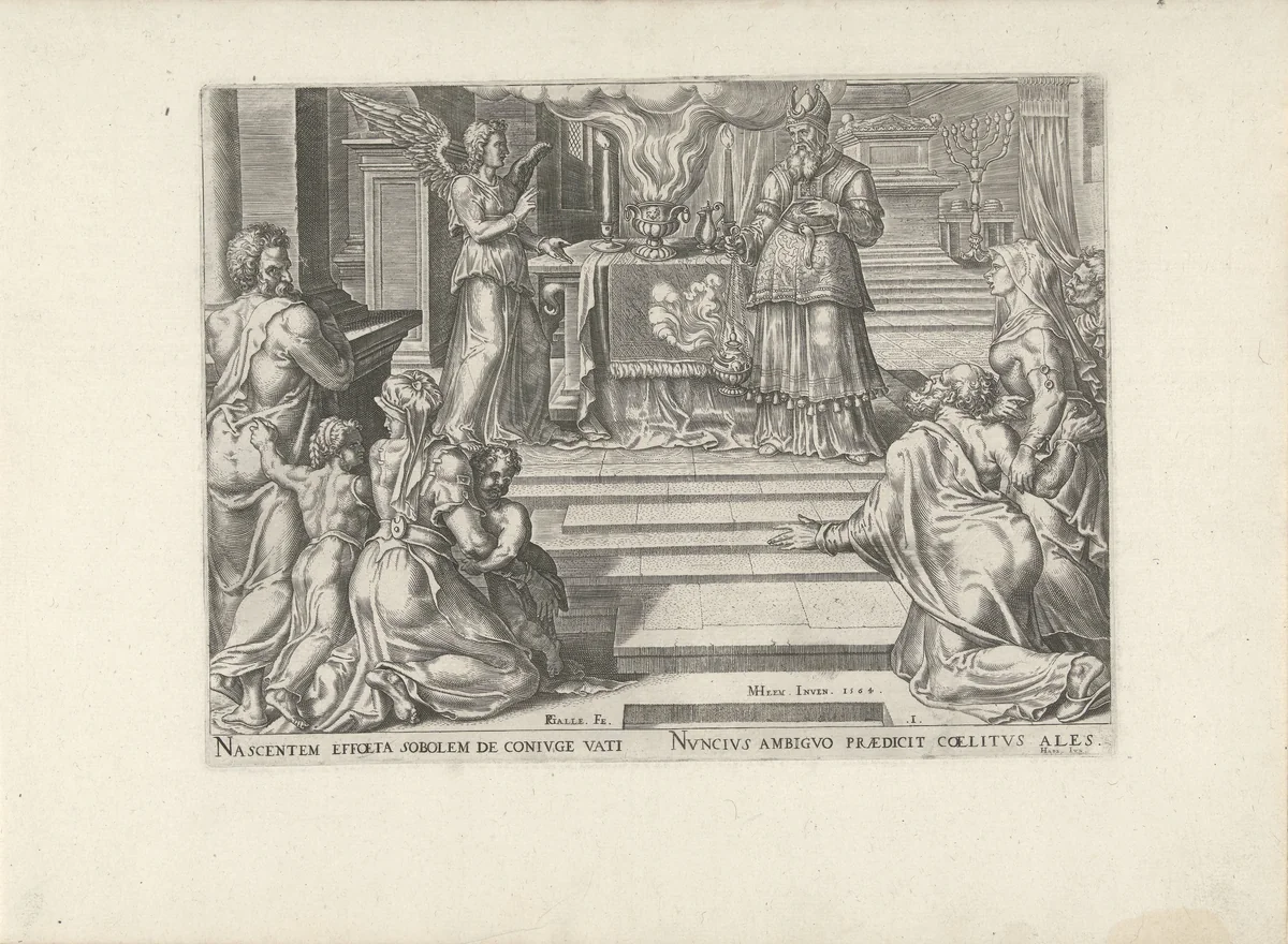 Gabriël verschijnt aan Zacharias by Unknown, print, 1564