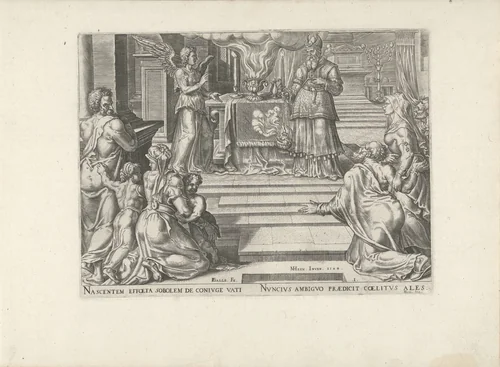 Gabriël verschijnt aan Zacharias by Unknown, print, 1564