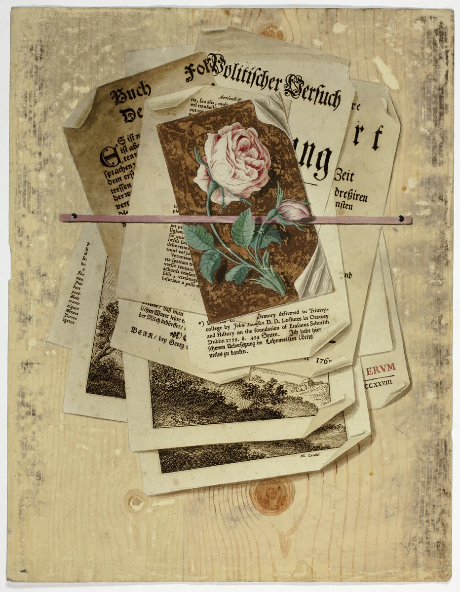 Trompe L'Oeil: Papers Pinned to Wall by Martin Cerulli, painting, 1735-1765