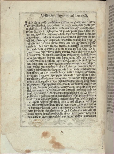 Libro quarto. De rechami per elquale se impara in diuersi modi lordine e il modo de recamare...Opera noua, title page (verso) by Alessandro Paganino, book, 1532