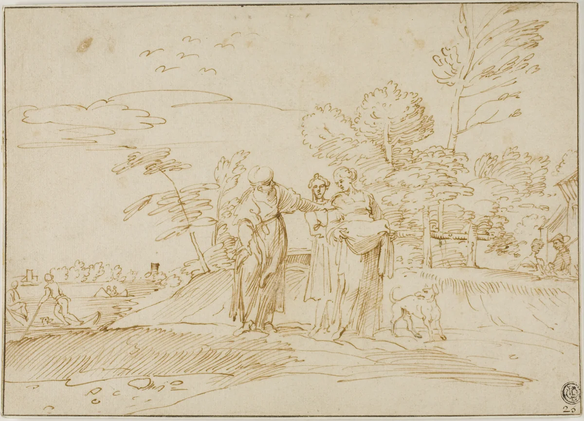Naomi Counseling Ruth Near the Farm of Boaz by Michel Corneille, drawing, 1580-1799
