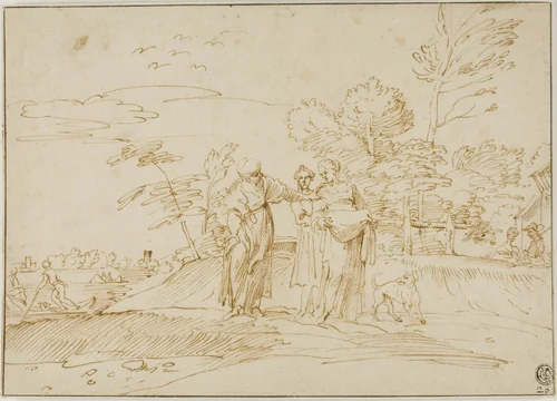 Naomi Counseling Ruth Near the Farm of Boaz by Michel Corneille, drawing, 1580-1799