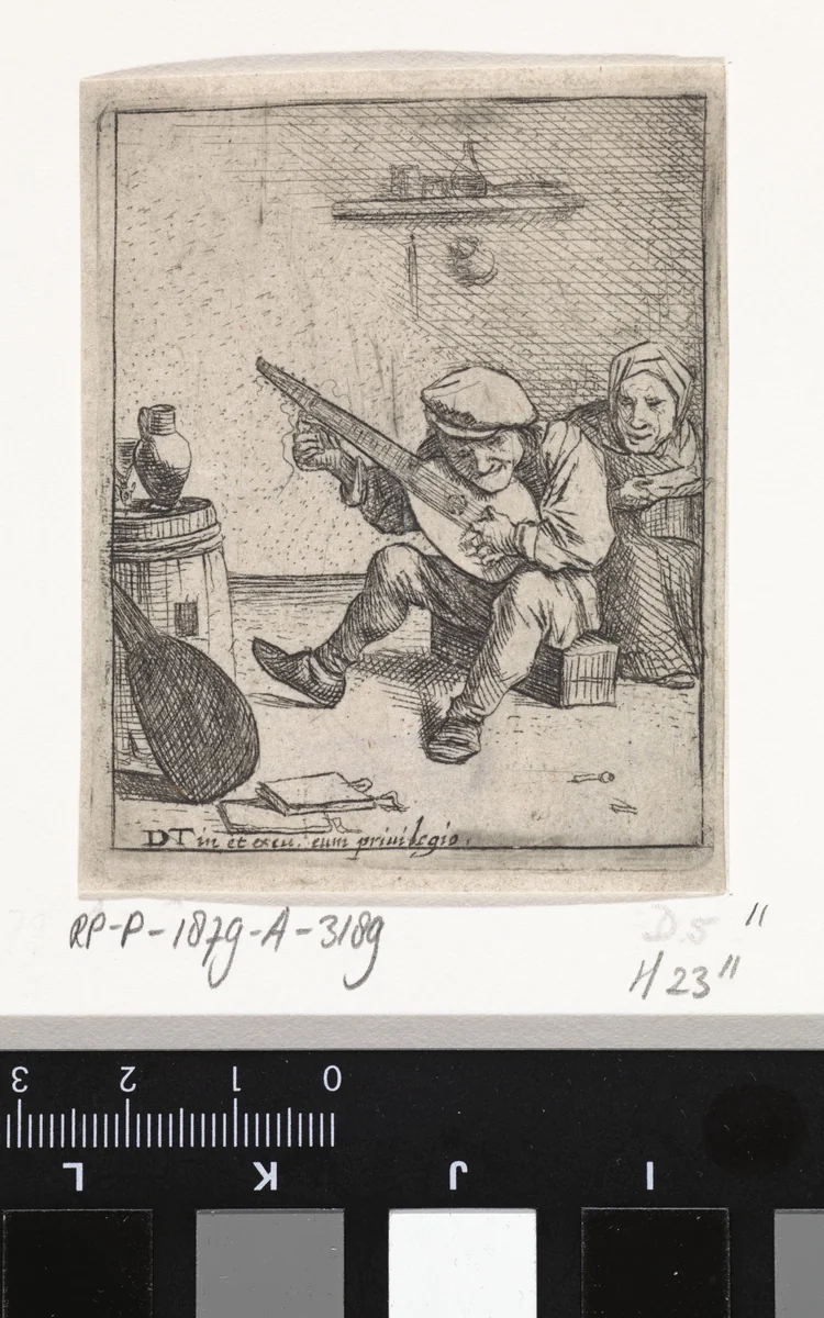 Boer bespeelt de luit by anonymous, print, 1626-1690