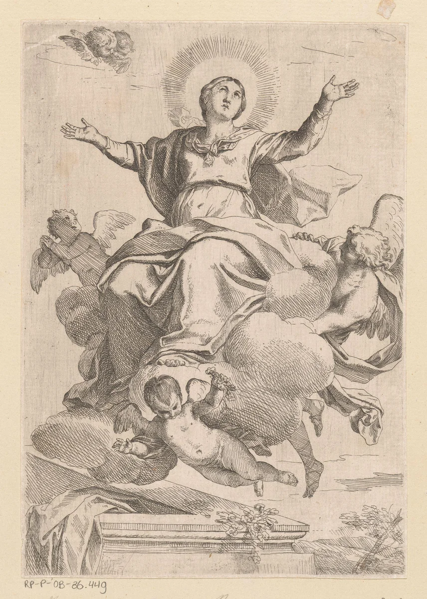 Hemelvaart van Maria by Carlo Maratta, print, 1635-1713
