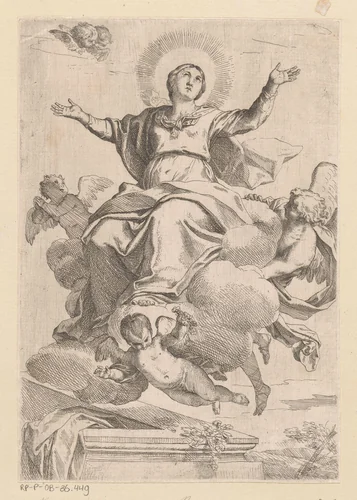 Hemelvaart van Maria by Carlo Maratta, print, 1635-1713