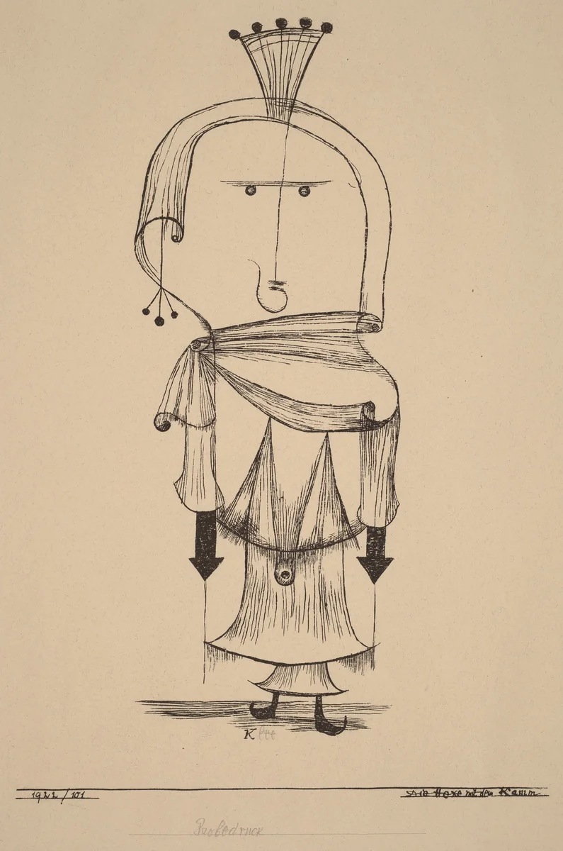 Die Hexe mit dem Kamm (Witch with a Comb) by Paul Klee, print, 1922