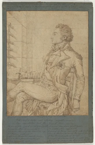Portrait of Sir Sidney Smith in the Temple Prison by Philippe Auguste Hennequin, drawing, 1796