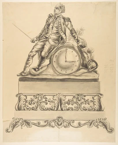 Design for a Clock by anonymous, drawing, 1700-1799