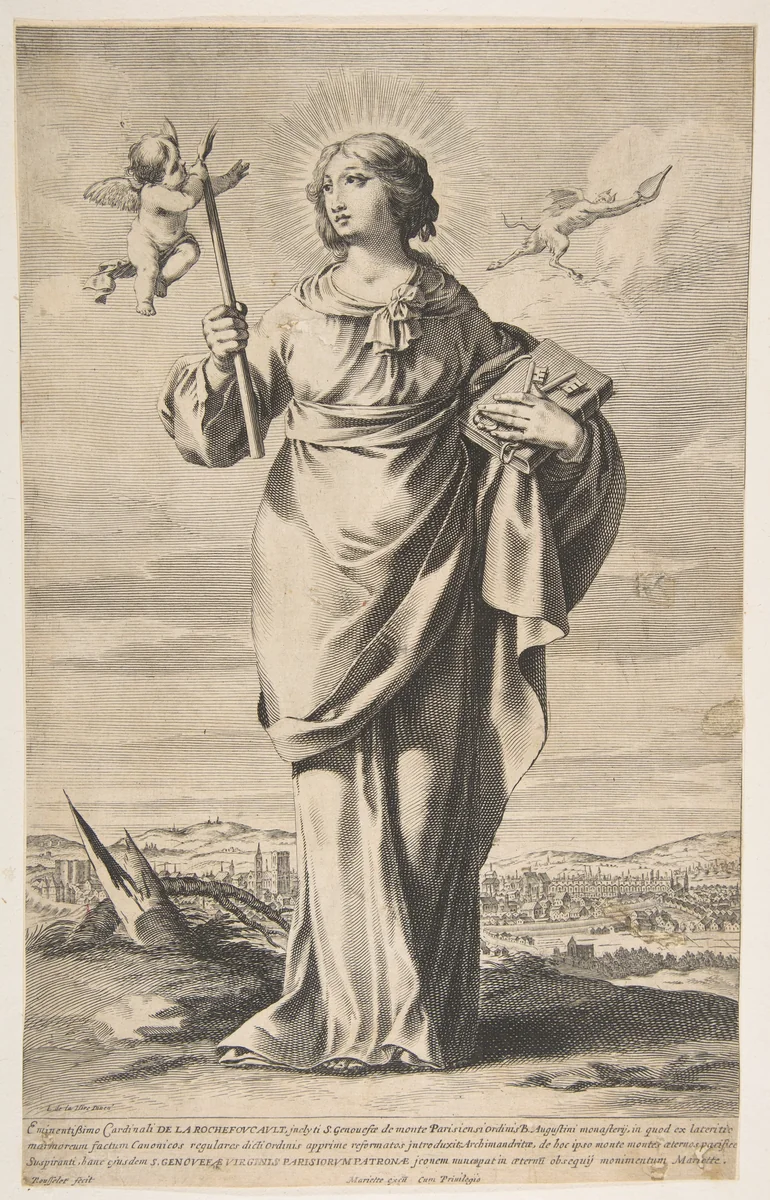 St. Genevieve by Gilles Rousselet, print, 1625-1716