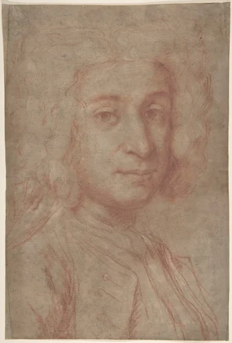 Portrait of a Man (recto); A Male Torso in Jacket and the Head of a Child (verso) by Giuseppe Ghislandi, drawing, 1740-1749