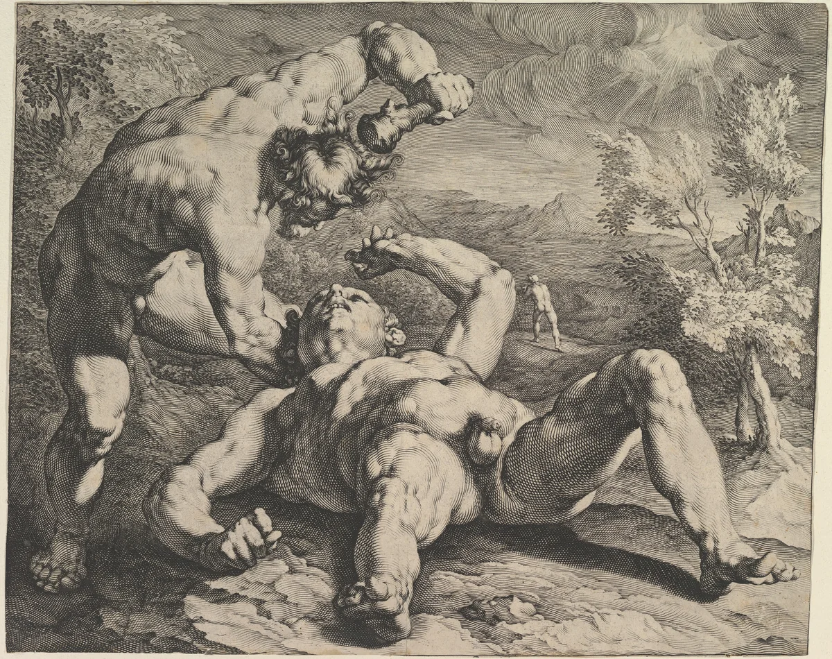 Cain Killing Abel by Jan Muller, print, 1589