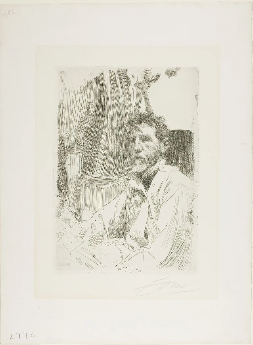 August Saint Gaudens I by Anders Zorn, print, 1898