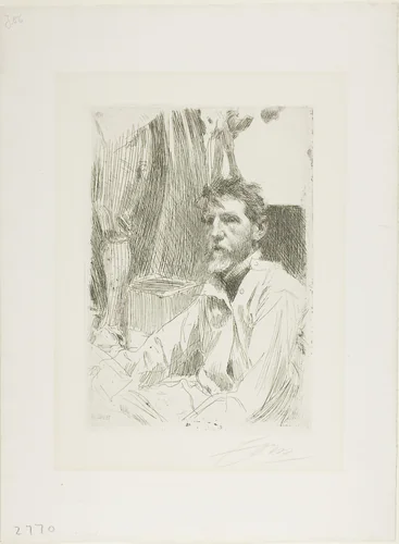 August Saint Gaudens I by Anders Zorn, print, 1898
