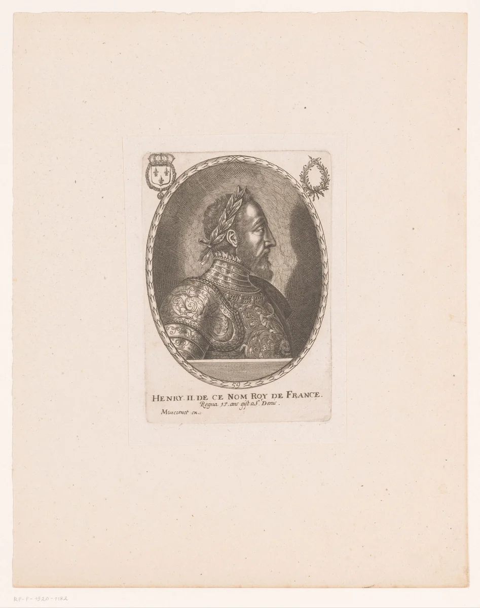 Portret van Hendrik II van Frankrijk by anonymous, print, 1610-1668
