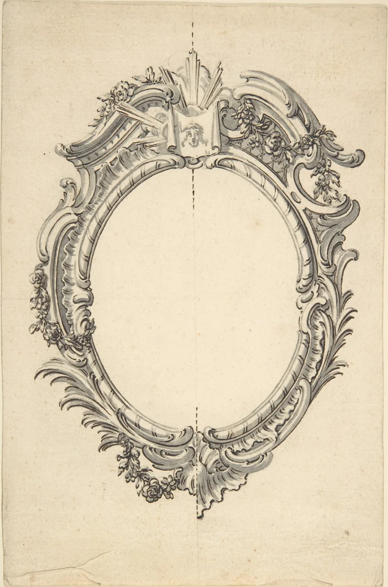 Cartouche with Image of Veronica's Veil with Alternate Designs for the Left and the Right Halves by anonymous, drawing, 1700-1800