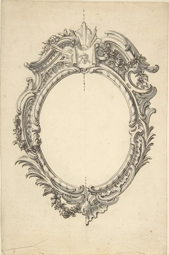 Cartouche with Image of Veronica's Veil with Alternate Designs for the Left and the Right Halves by anonymous, drawing, 1700-1800