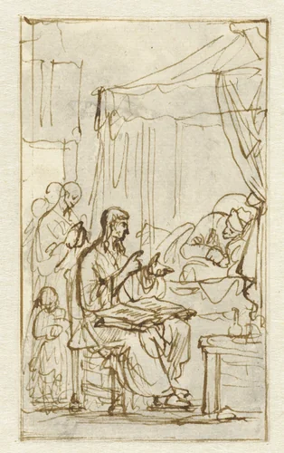 Geestelijke vertelt uit de bijbel by Jan Luyken, drawing, 1691-1693