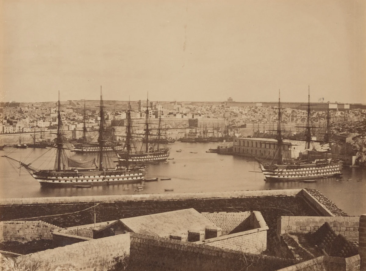 The Harbour at Malta by James Robertson; Felice Beato; Antonio Beato, photograph, 1856