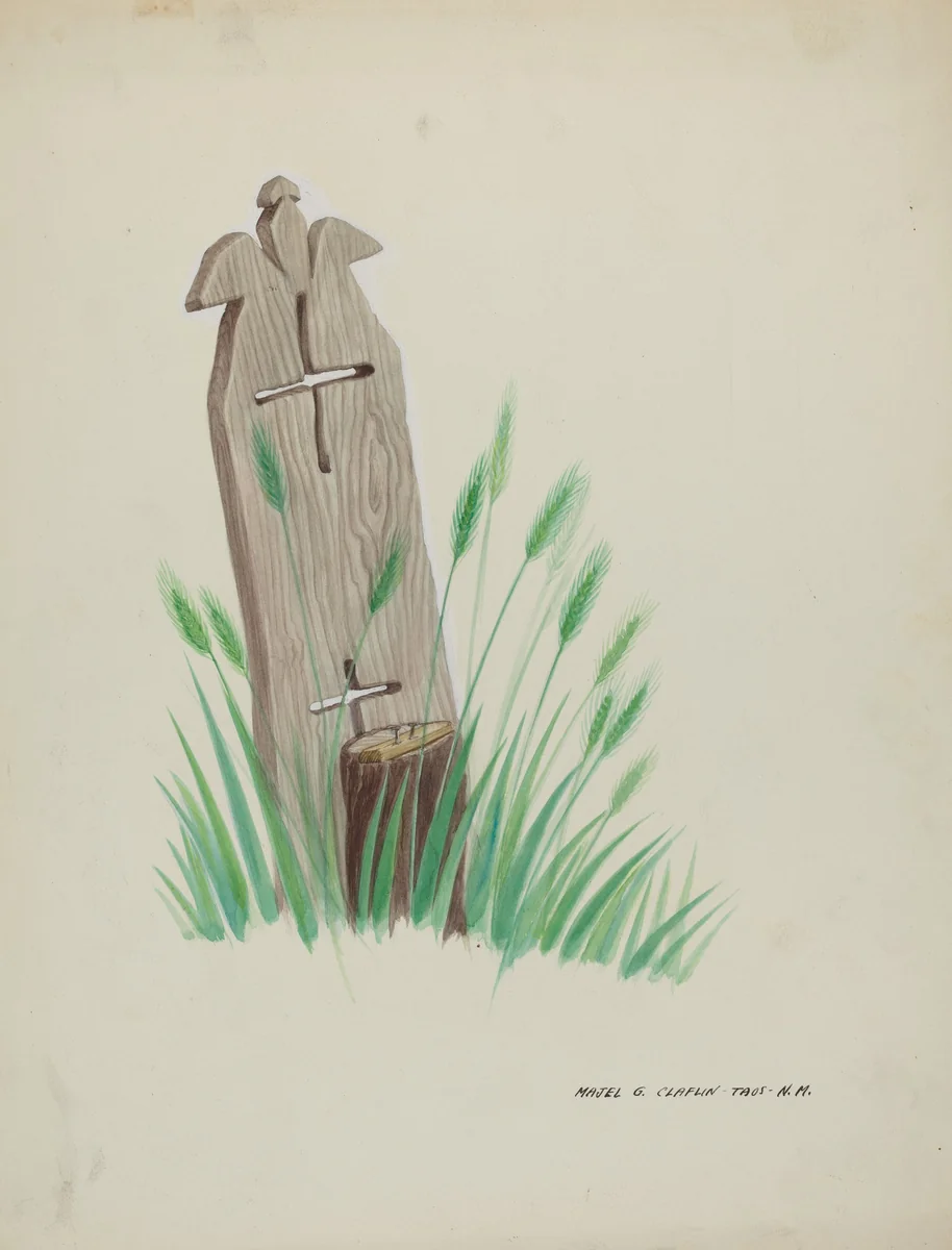Wooden Grave Marker by Majel G. Claflin, index of american design, 1937