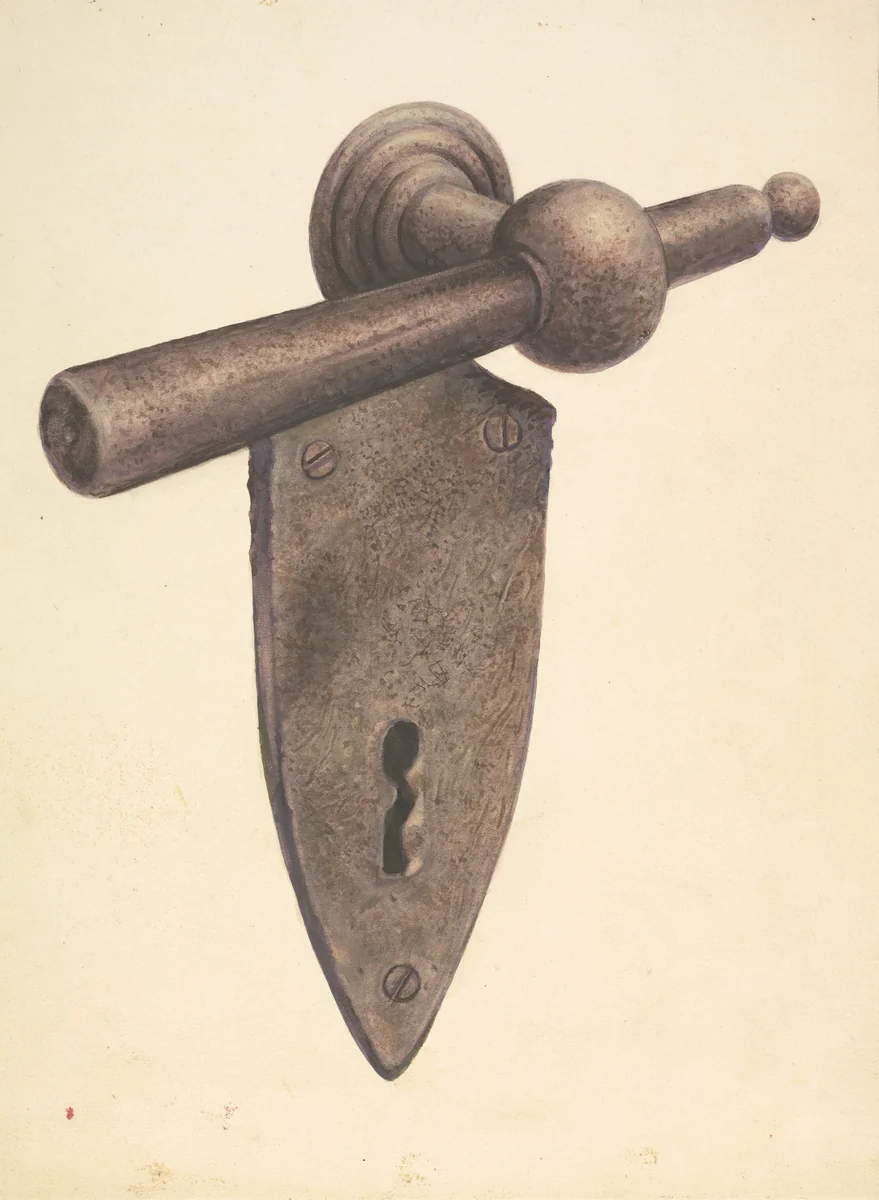 Metal Door Lock by Earl Butlin, index of american design, 1937